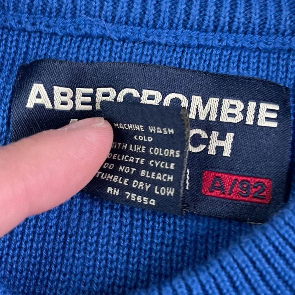 Vintage Abercrombie and Fitch Sweater Mens XL Blue Crewneck‎ Pullover Y2K Retro